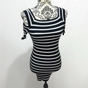 Bluenotes Navy and White Striped Top